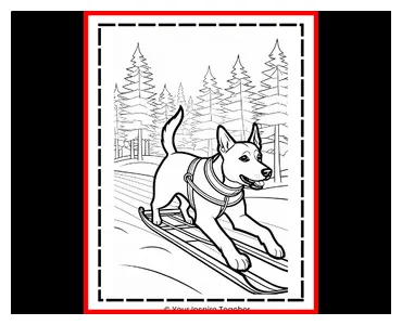Dog sleeding coloring pages for kids- tpt