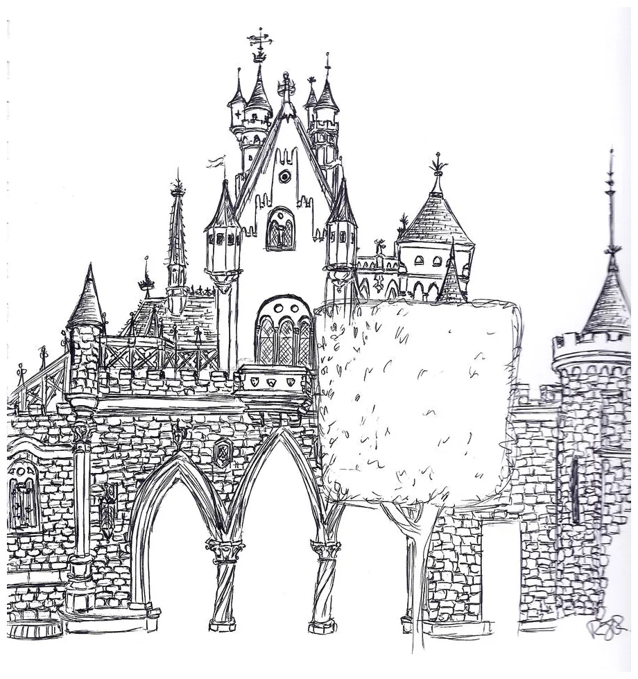 Sleeping beauty castle coloring page
