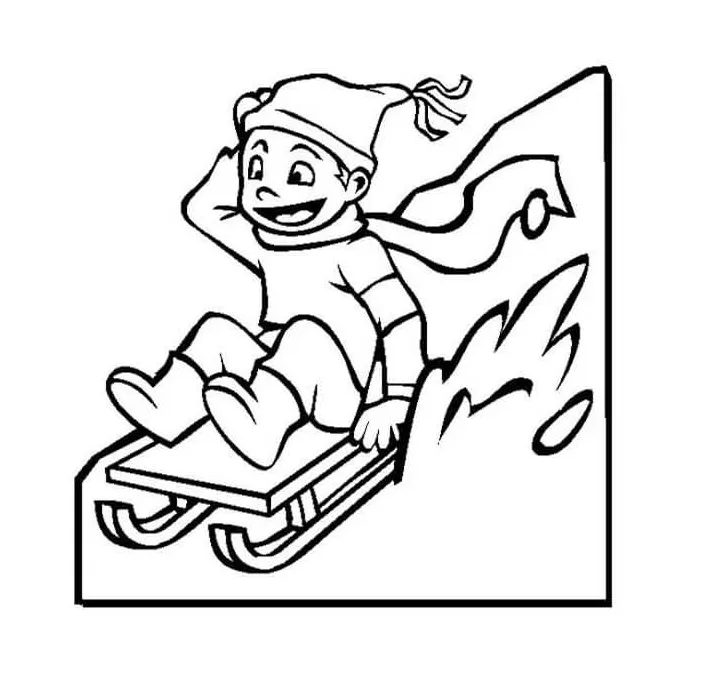 Boy on sleigh coloring play free coloring game online