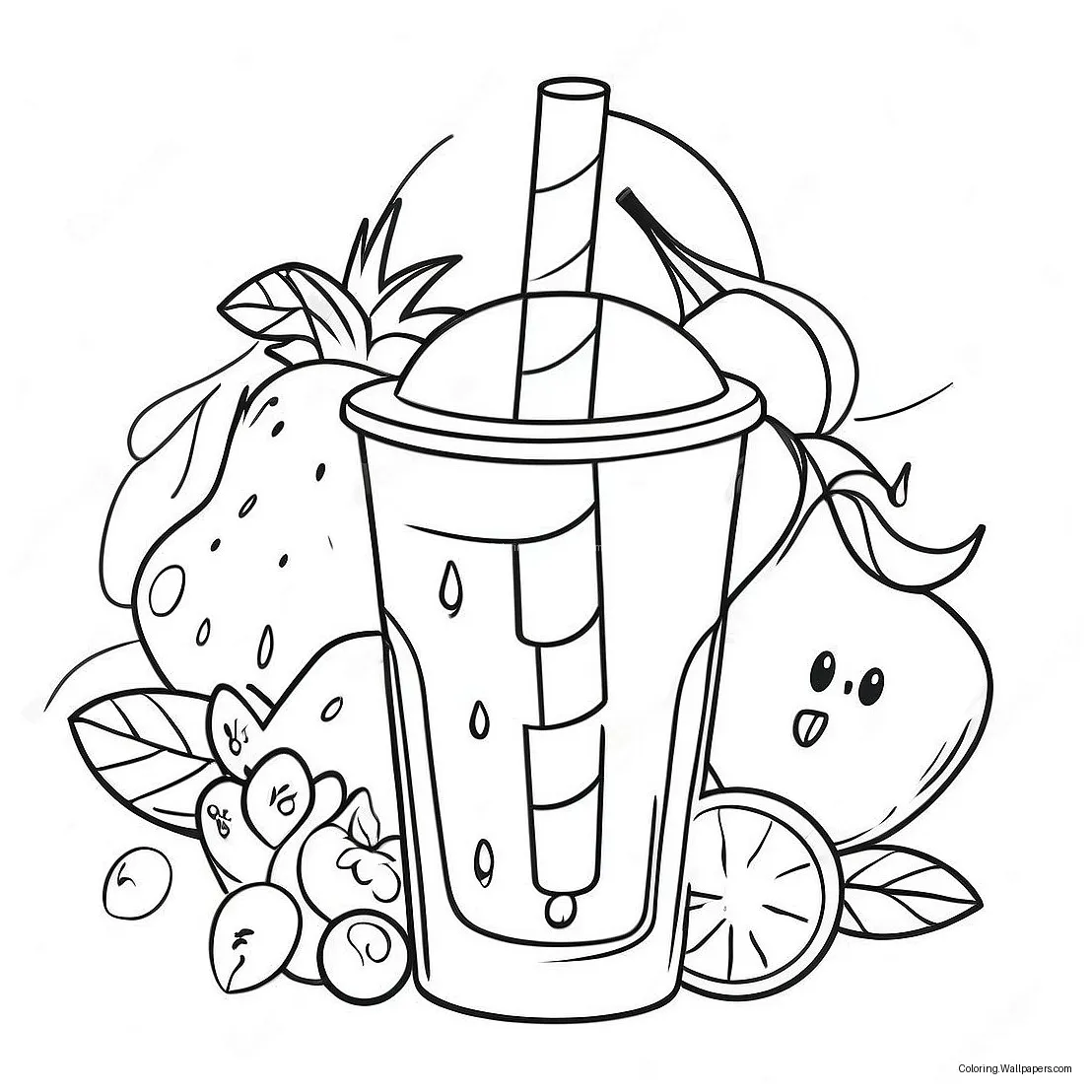 Colorful Fruit Smoothie Coloring Page (39924-31567)
