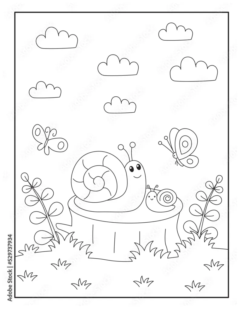 Snail coloring page for kids stock vector adobe stock