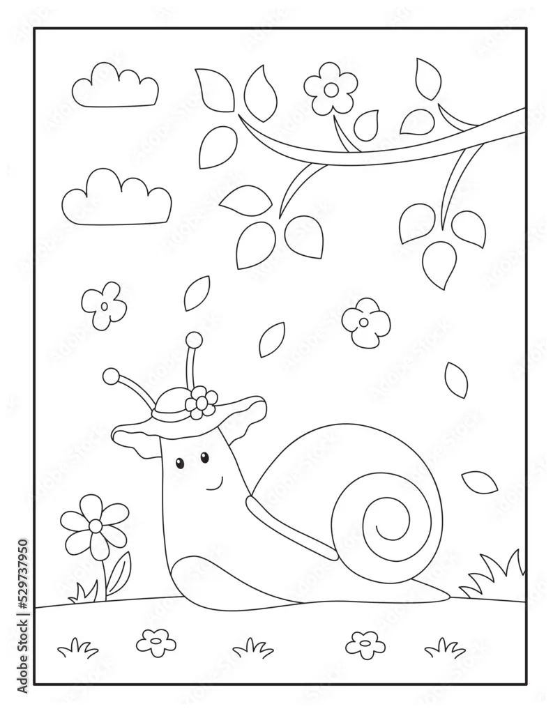 Snail coloring page for kids stock vector adobe stock