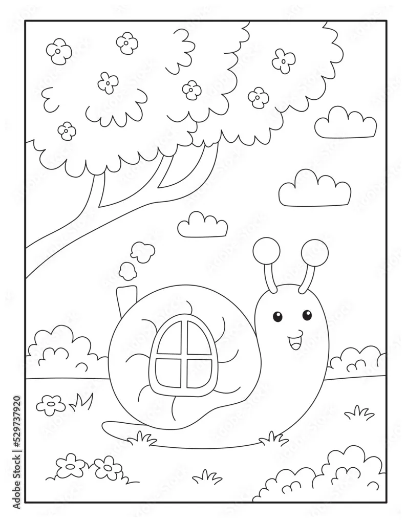 Snail coloring page for kids stock vector adobe stock