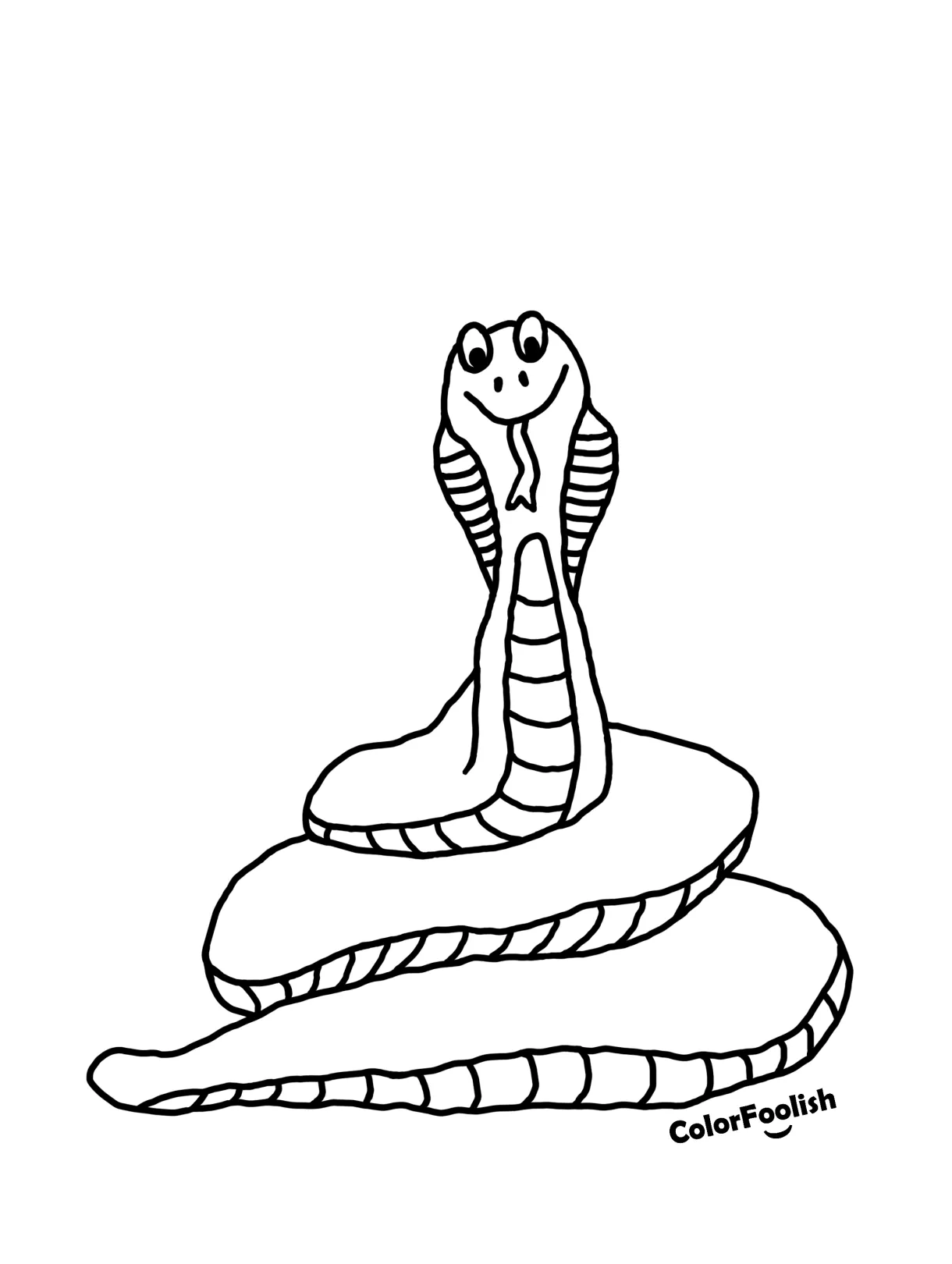 Coloring page of a coiled snake colorfoolish