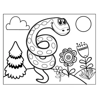 Coiled snake coloring page