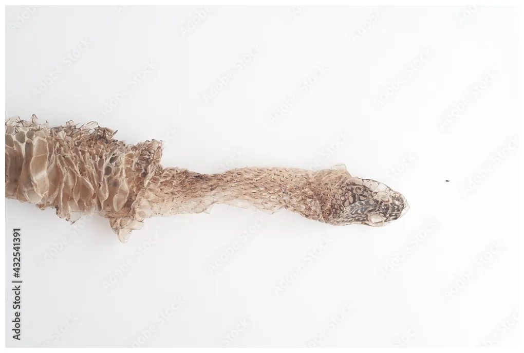 Snake shedding skin on white ,molting snake