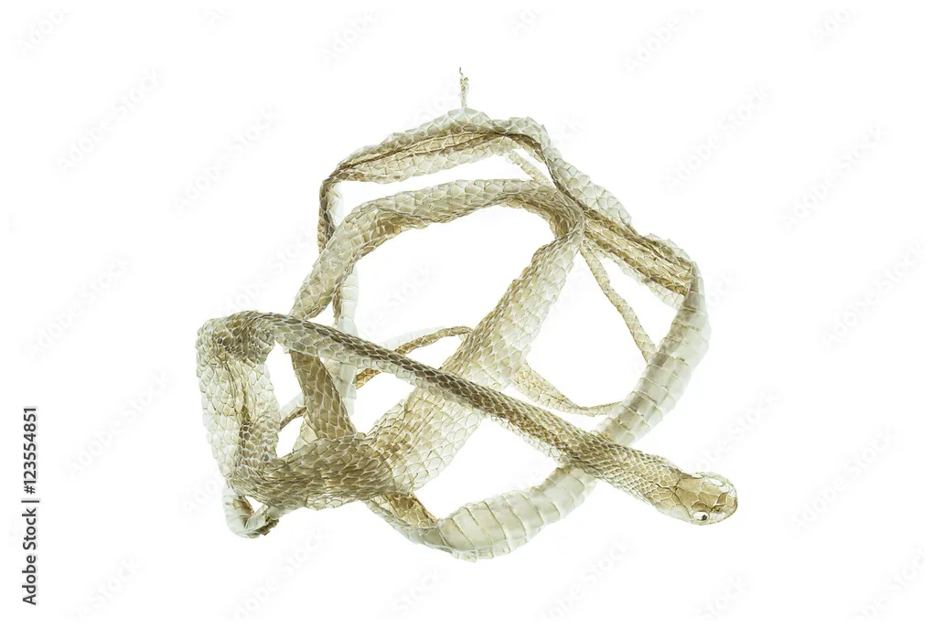 Shedding snake skin on white adobe stock