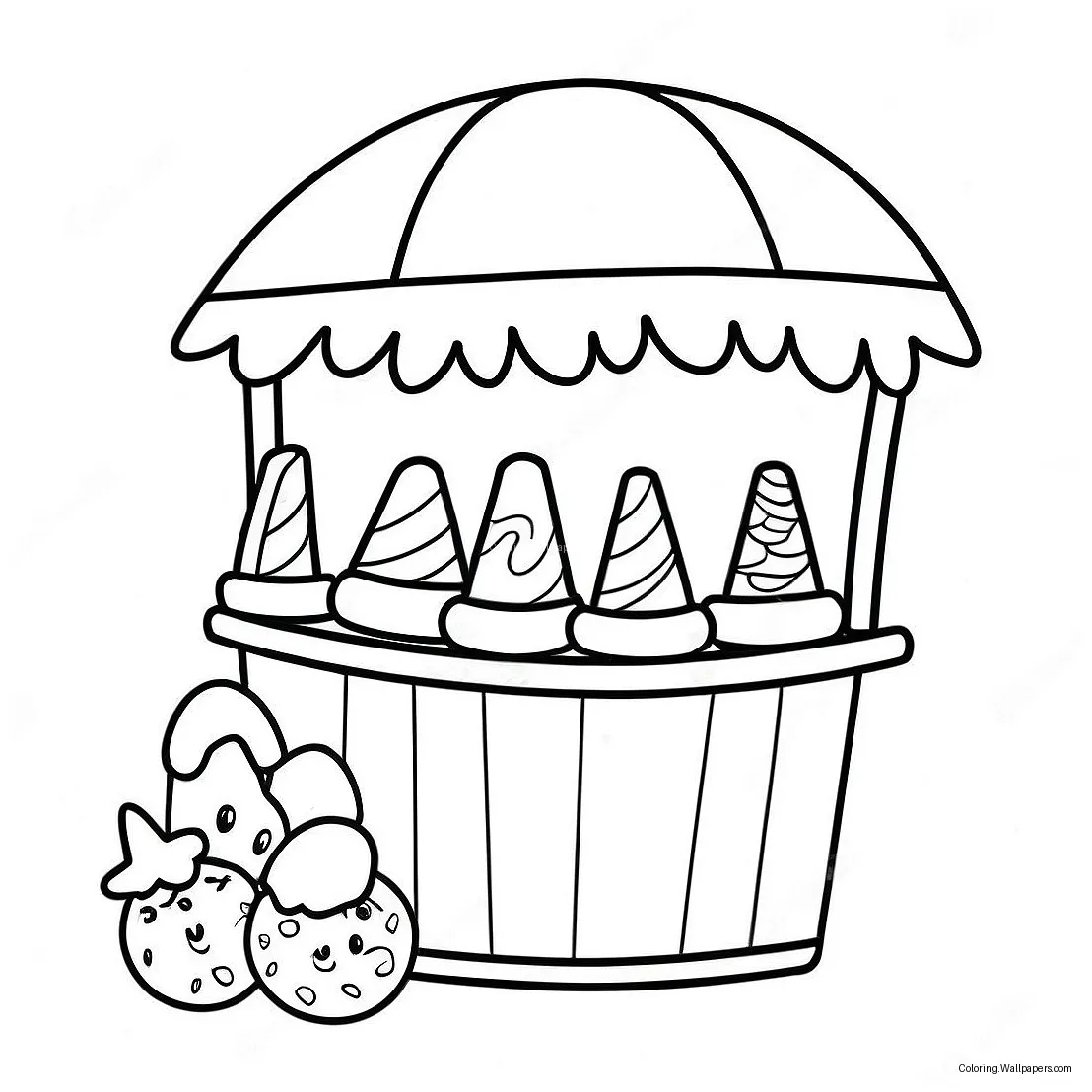 Colorful Snow Cone Stand Coloring Page (35094-27755)