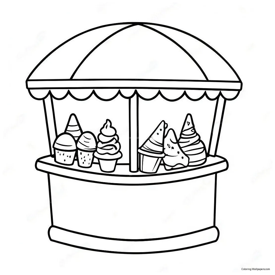 Colorful Snow Cone Stand Coloring Page (35094-27753)