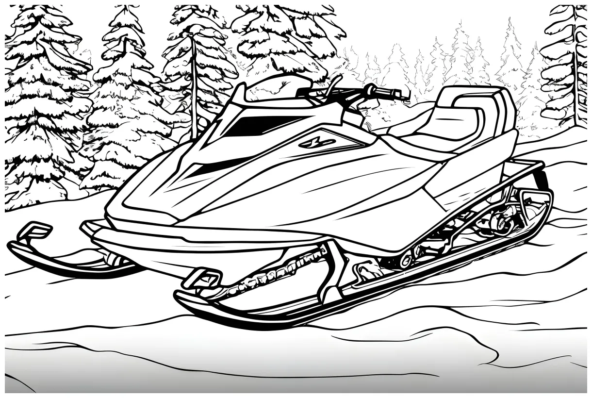 Snowmobile coloring page etsy