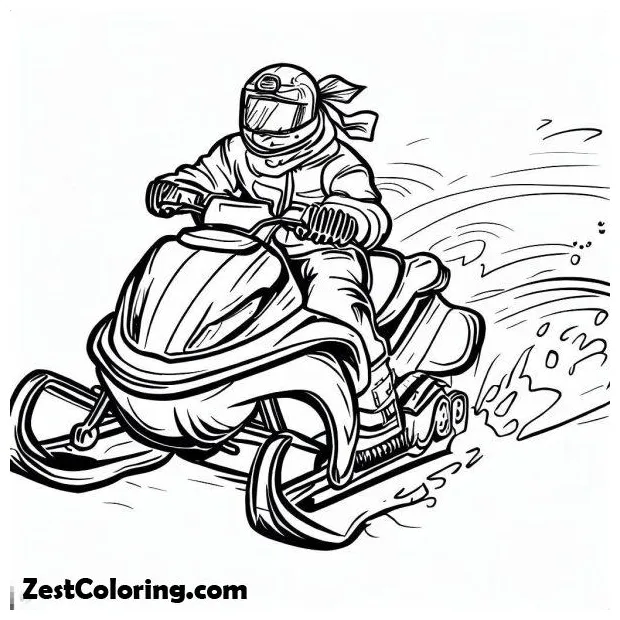 A cool winter snowmobile on action coloring page coloring for kids printable coloring page