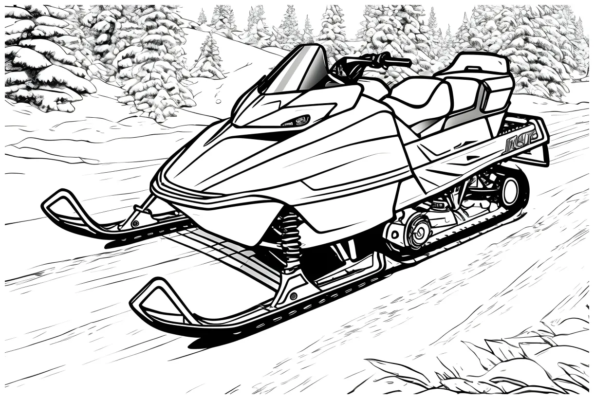 Snowmobile coloring page etsy