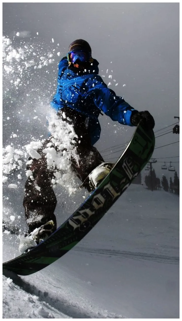 Download 720x1280 snowboard, evening, snow, light, trick