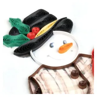 Quilled snowman family greeting card, frameable wall art, cute holiday