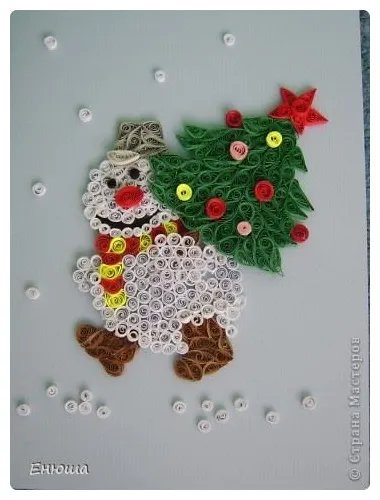 Snowman- by enyousha quilling christmas, diy christmas cards, paper