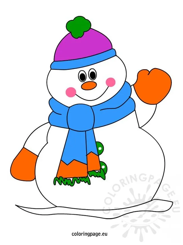Snowman with scarf and hat coloring page