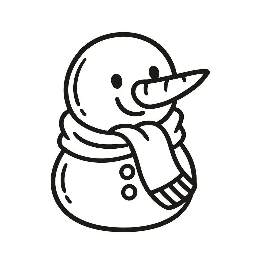 Snowman with scarf bold and easy coloring pages