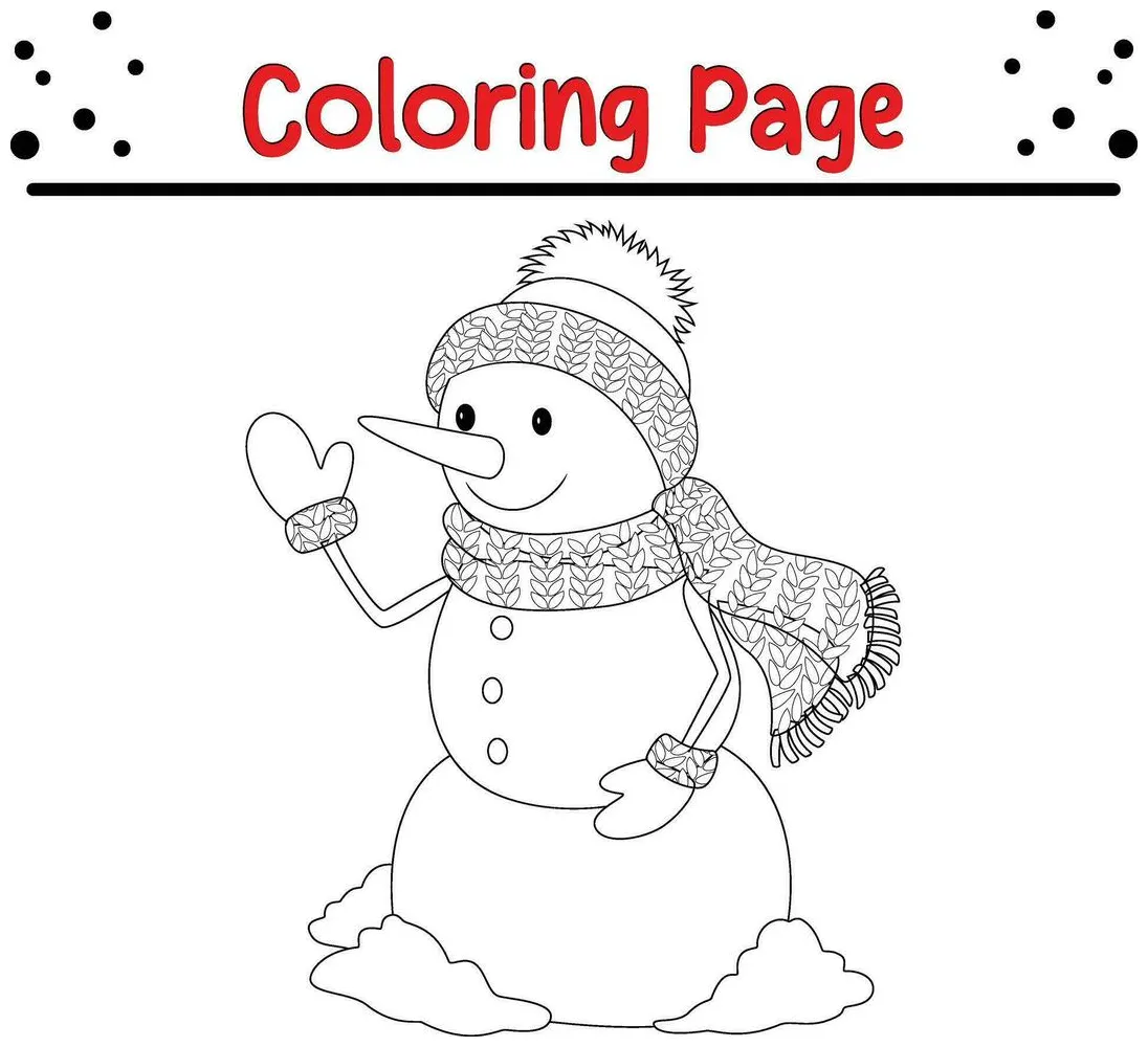 Coloring page christmas snowman wearing hat scarf 36077545 vector art