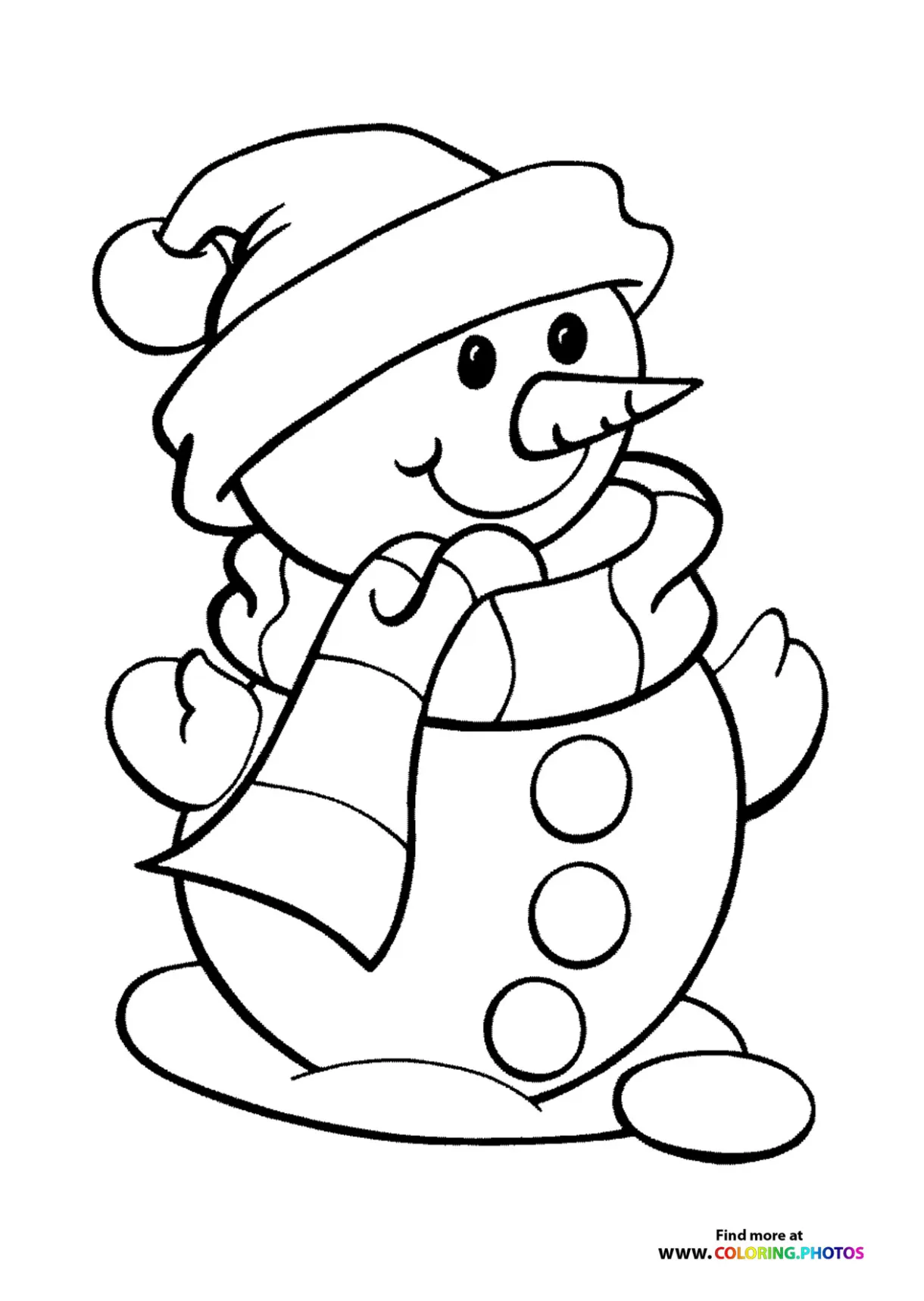 Snowman with a scarf coloring pages for kids