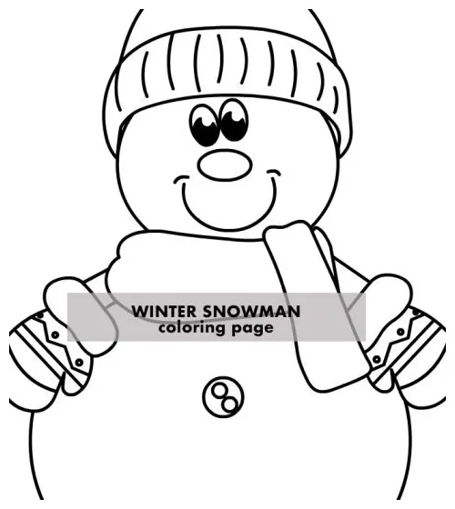 Winter snowman with hat and scarf coloring page