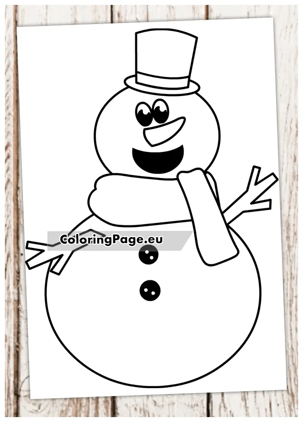 Free printable snowman with hat and scarf coloring page printable coloring page