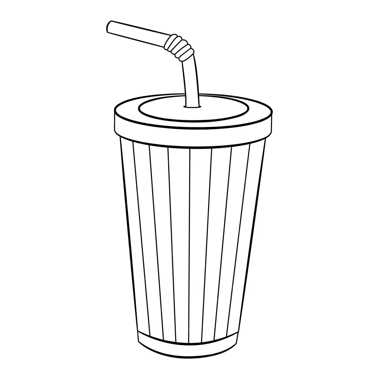 Premium Vector | Disposable cup with straw for coloring vector
