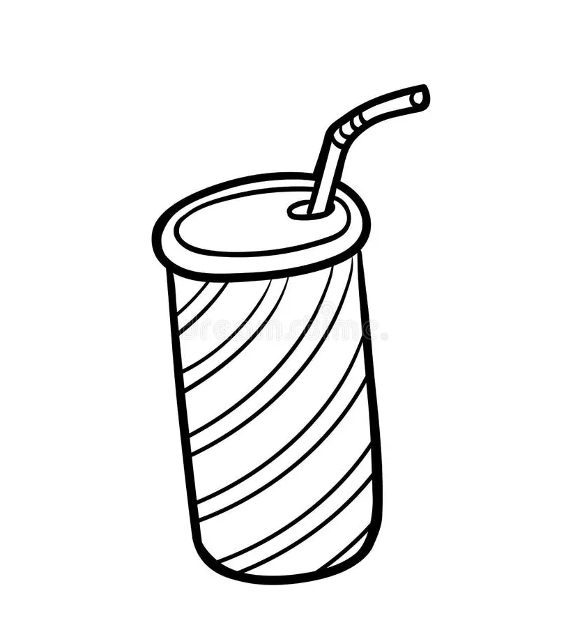Cup With Straw Coloring Page