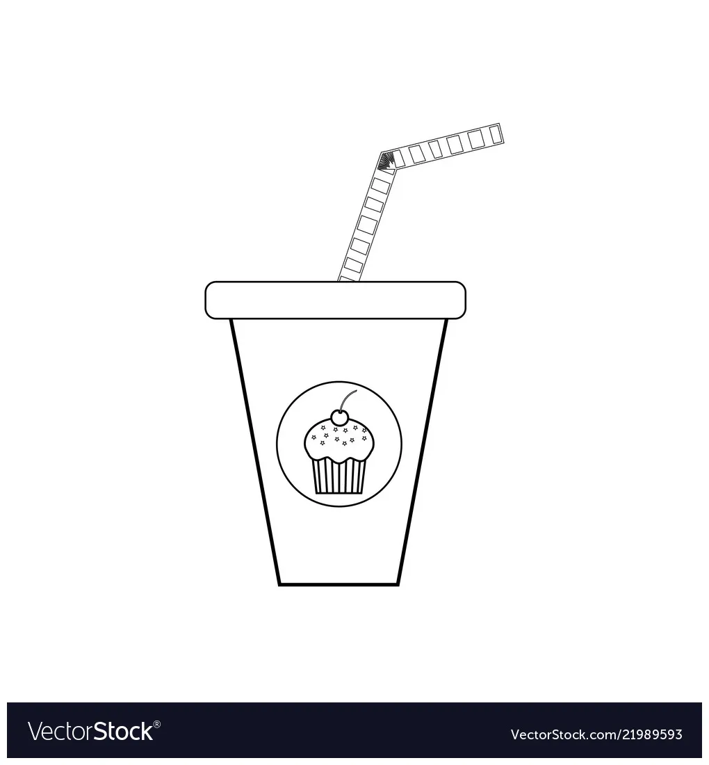 Cup With Straw Coloring Page