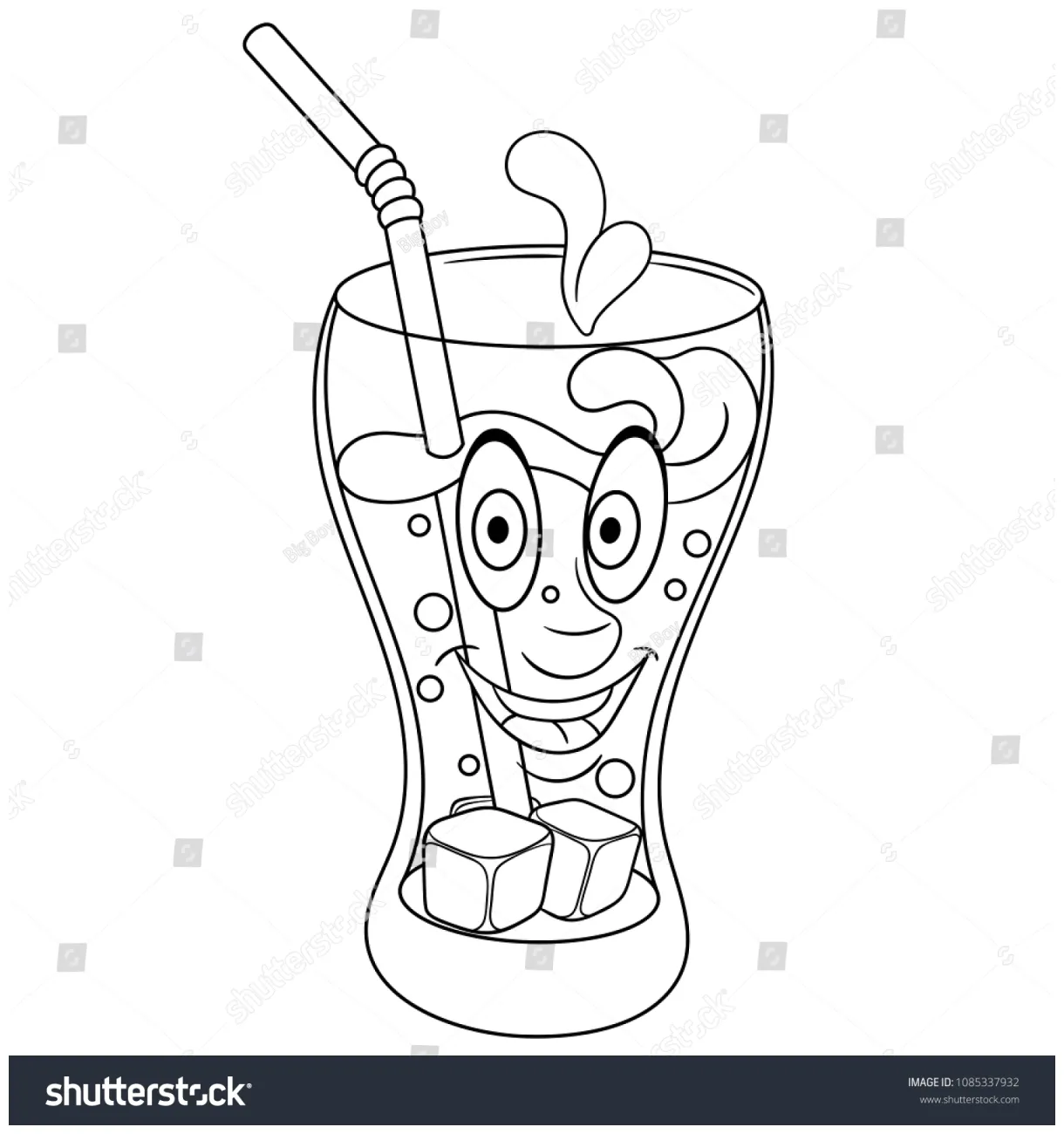 Cup With Straw Coloring Page