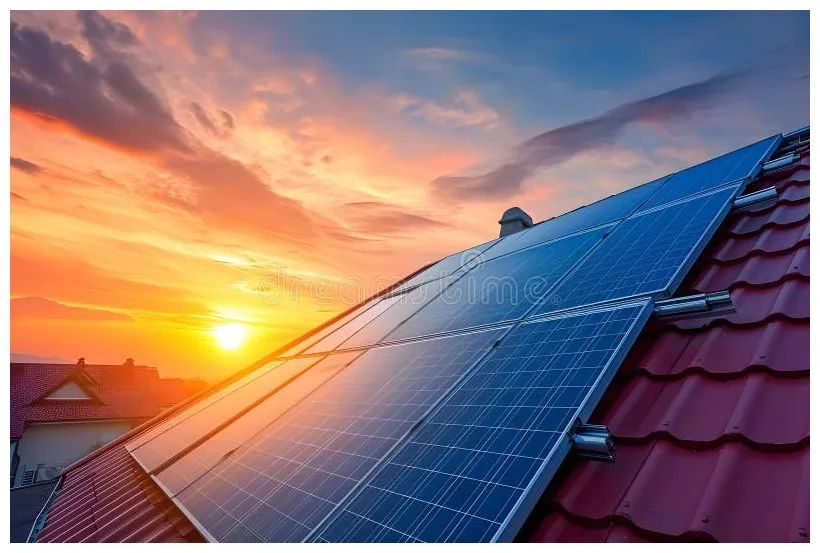 Solar panel on a roof stock illustration. Illustration of heat - 303259922