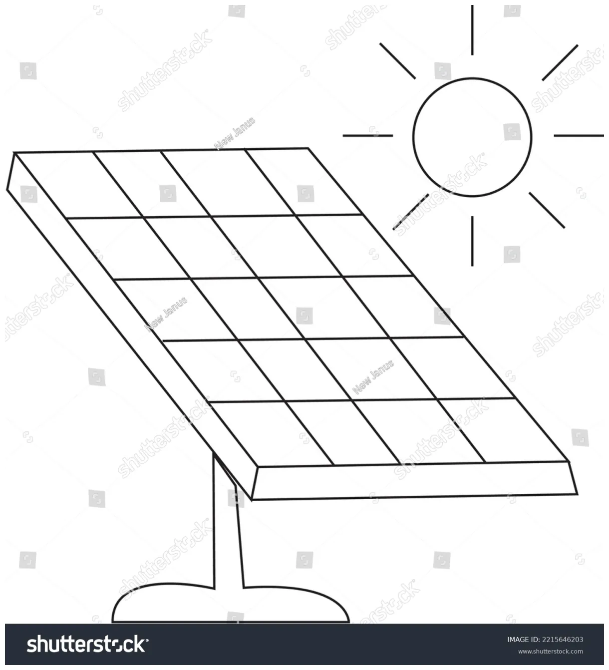 Solar Panel Drawing Coloring Stock Vector (Royalty Free) 2215646203