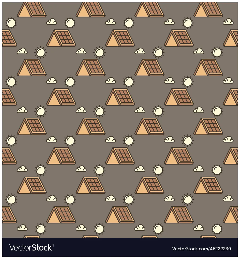 Solar panel on roof colored seamless pattern Vector Image