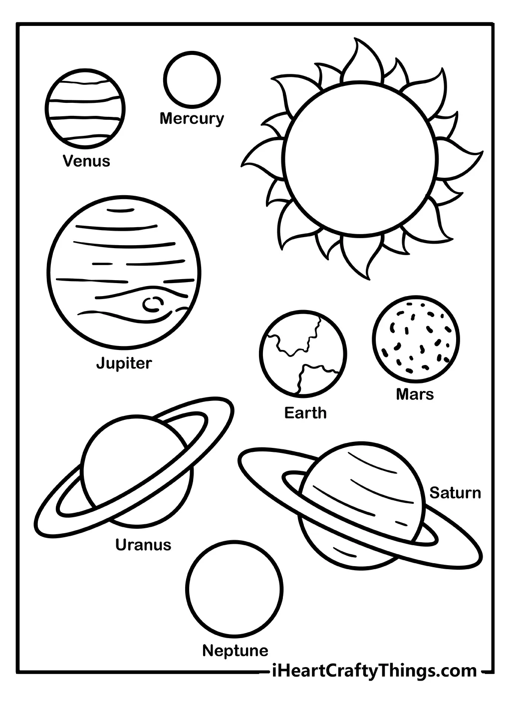 Solar system and coloring pages