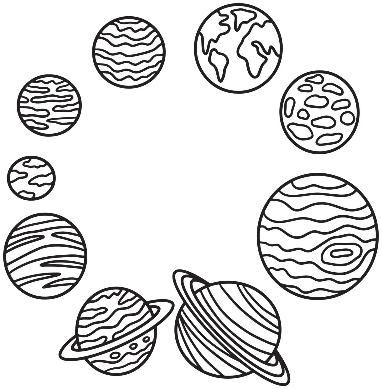 Solar system isolated coloring page for kids 10993794 vector art at