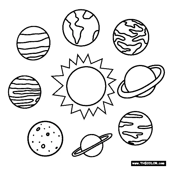 Solar system coloring page