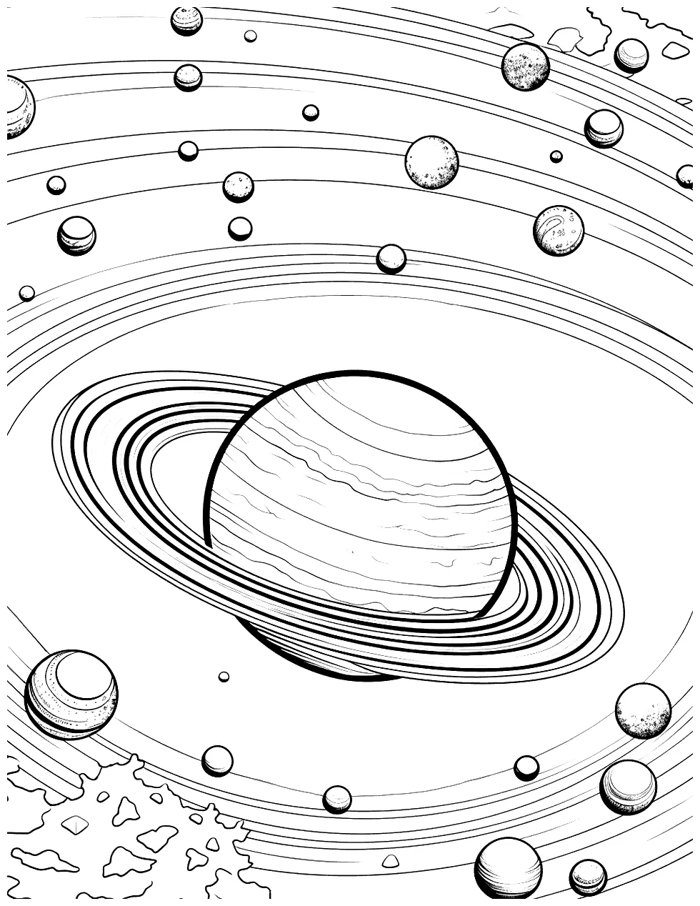 Planets orbit the sun coloring