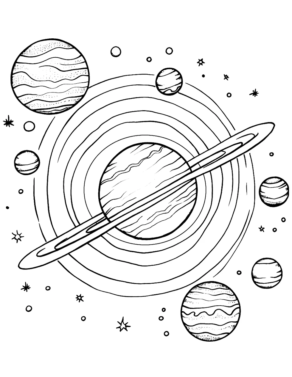 Planets orbit the sun coloring