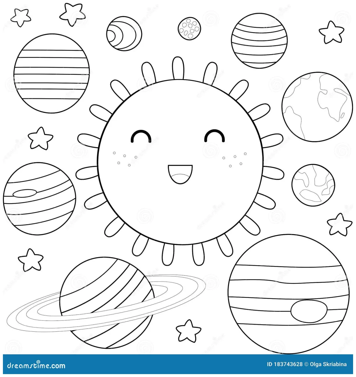 Coloring page of solar system vector illustration cartoondealer