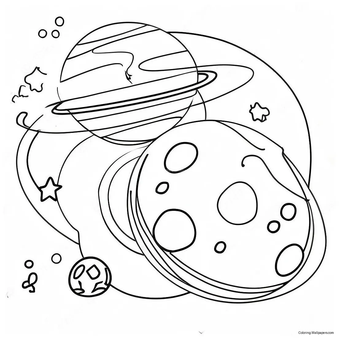 Colorful planets in orbit coloring page 1961-1557