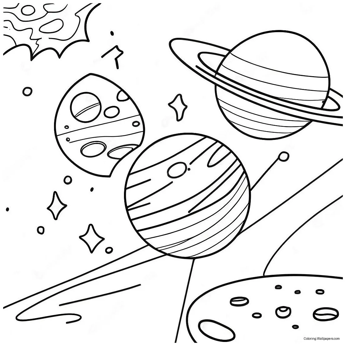 Colorful planets in orbit coloring page 1961-1560