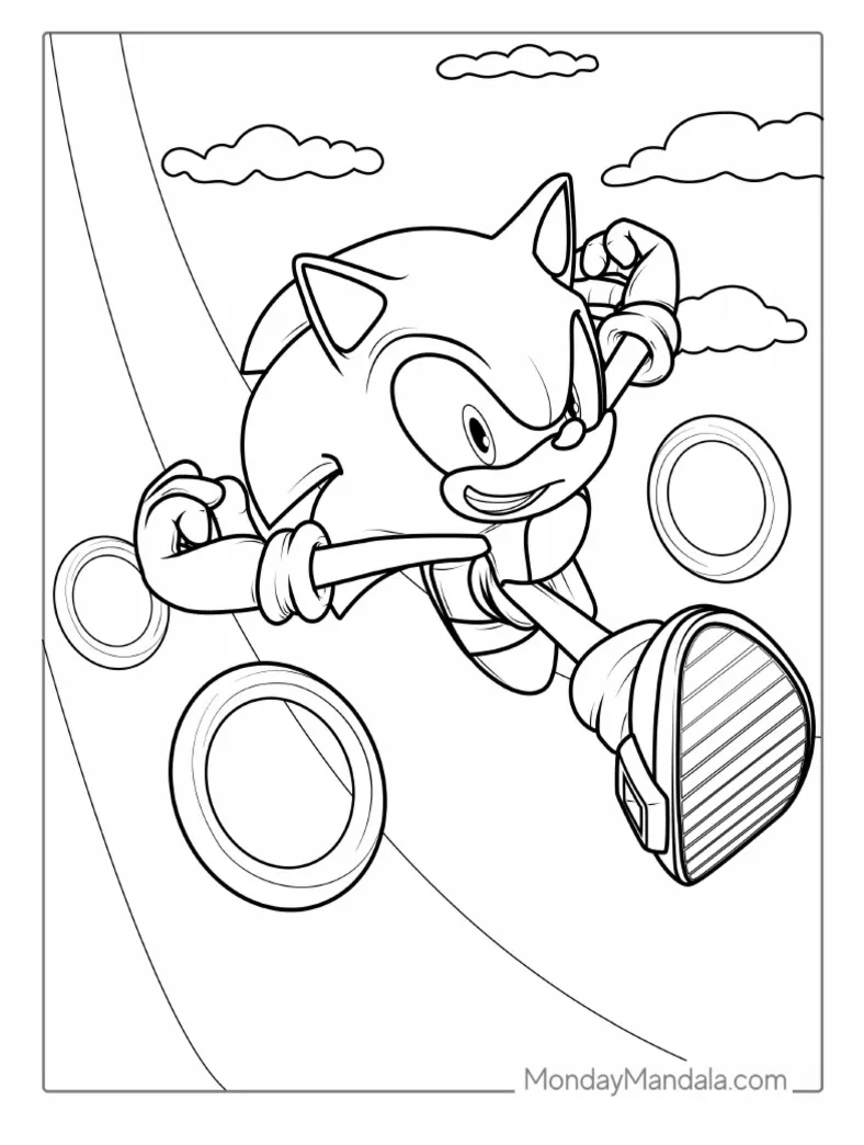 Sonic Running Through Rings Coloring Sheet | PDF