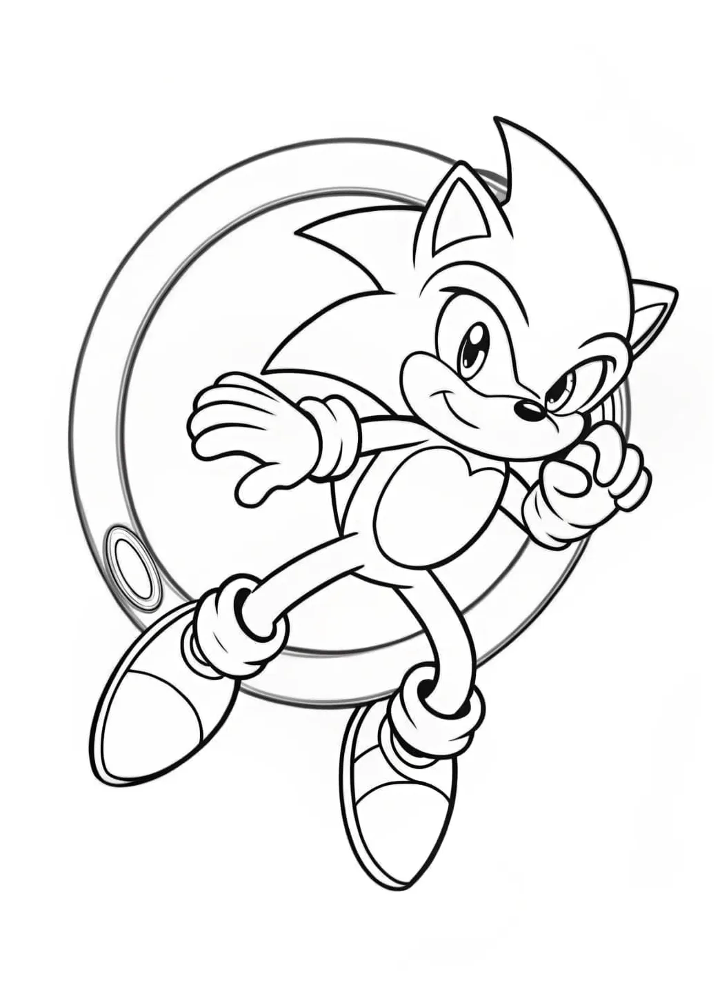 Sonic Running Through a Ring Coloring Page - Free Printable