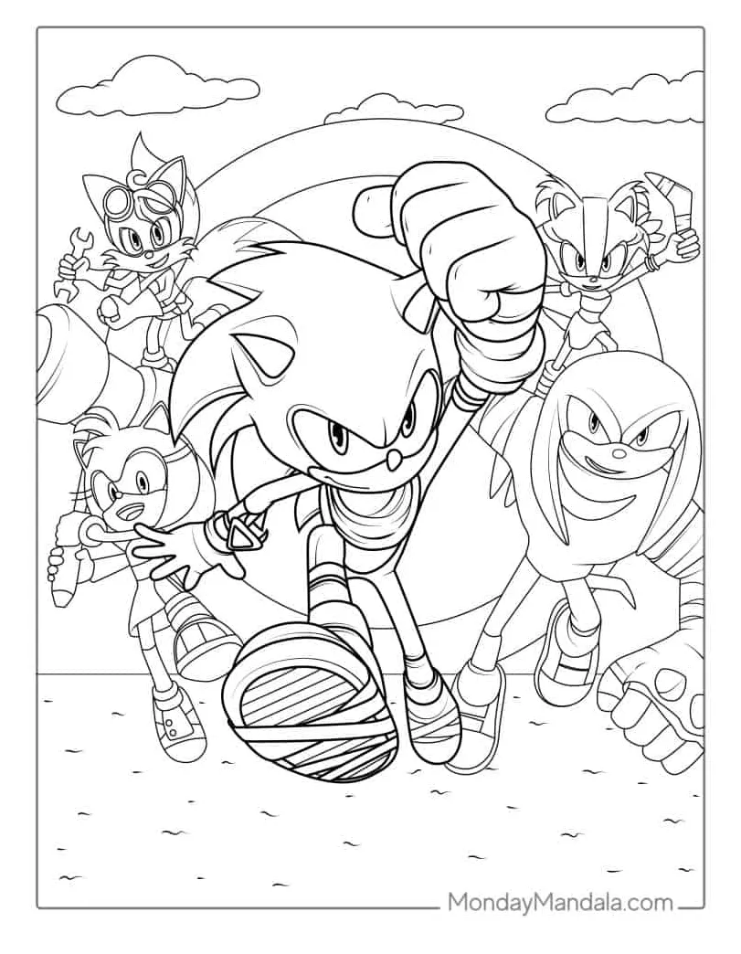 The Sonic Team Coloring Page Printable