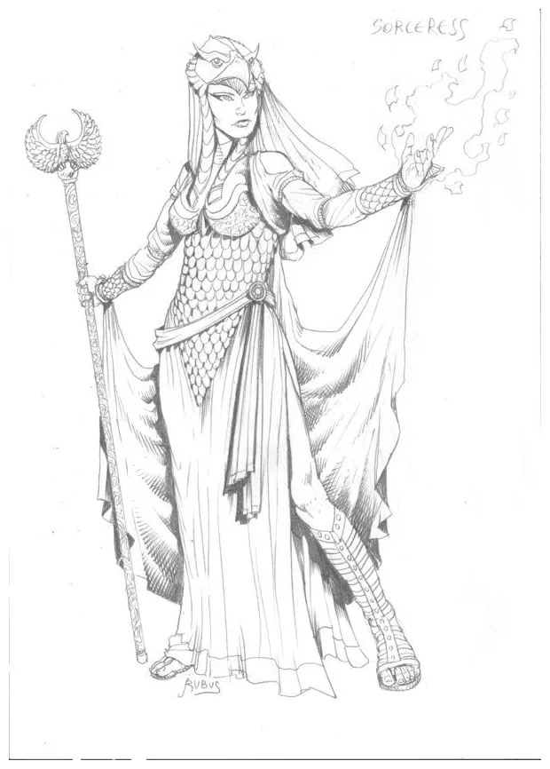 Sorceress Coloring Page Coloring Pages