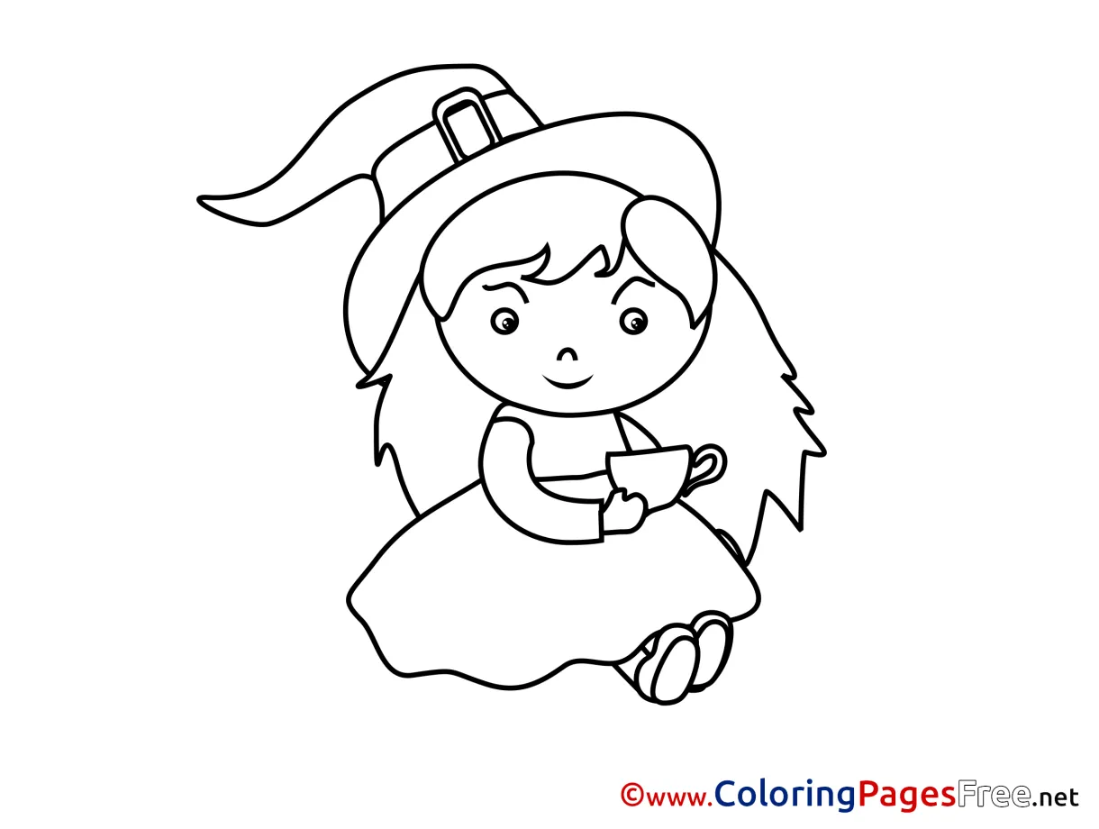 Kids Halloween Sorceress Coloring Pages