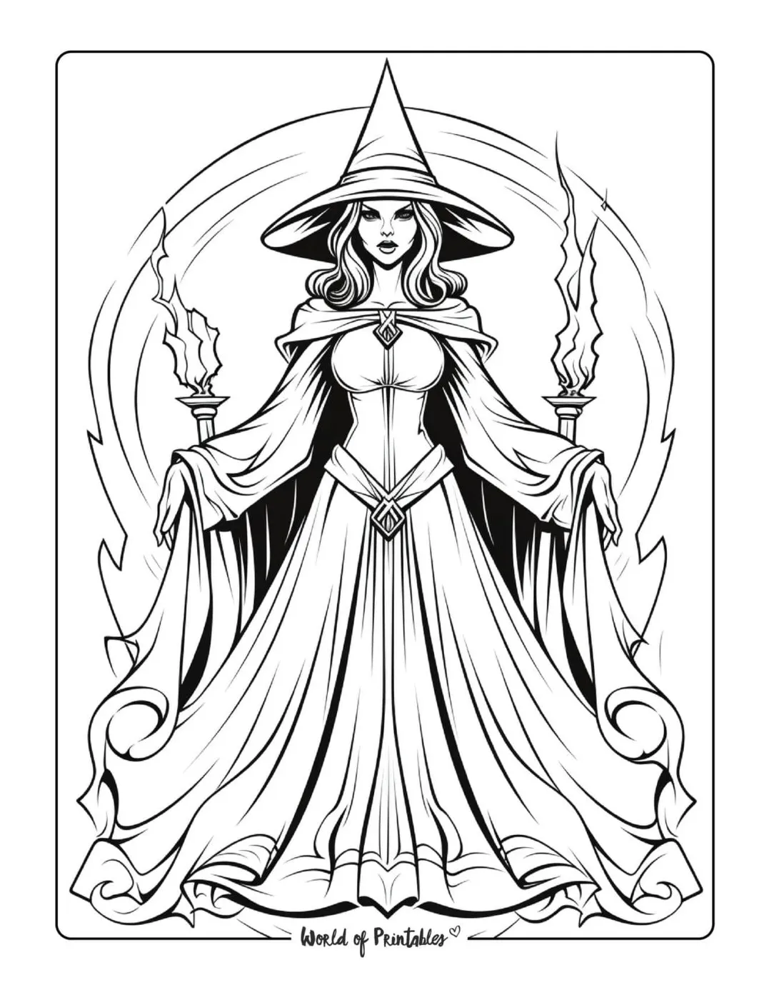 Sorceress Coloring Page Coloring Pages
