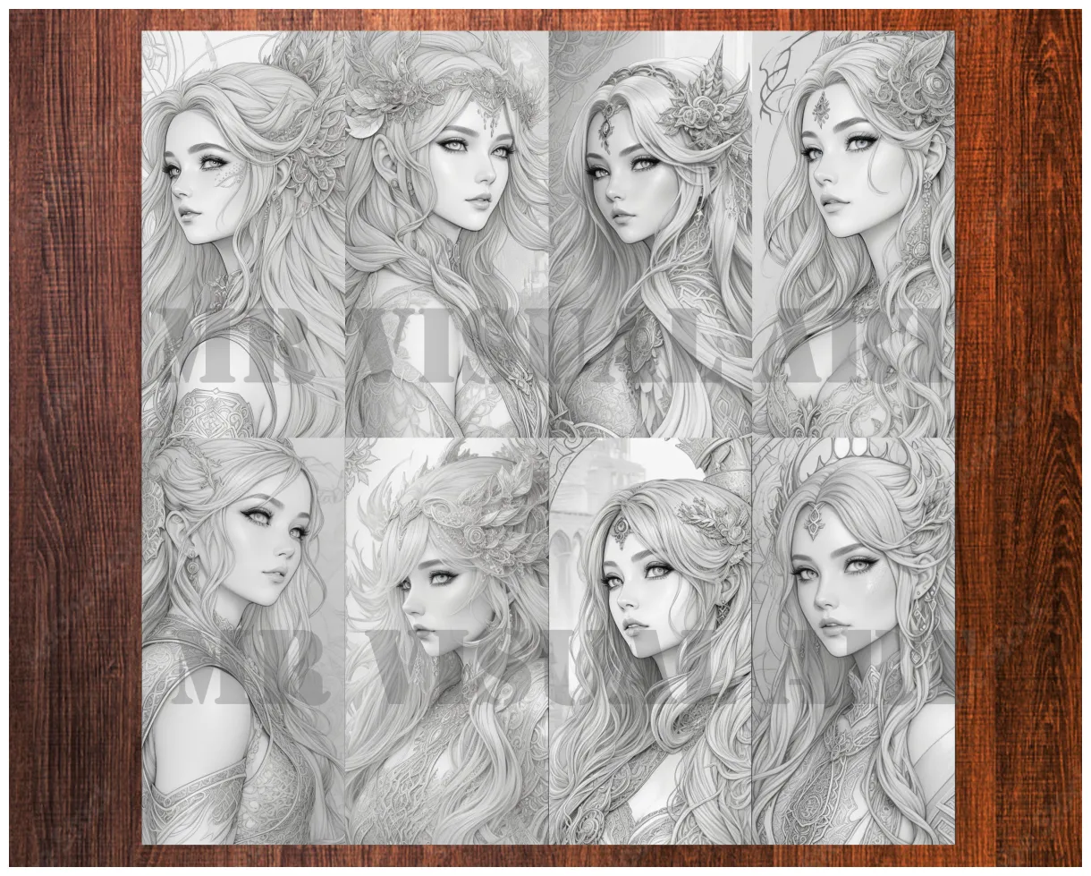 Mysterious Sorceress Anime Coloring Book, Adults Kids Instant Download