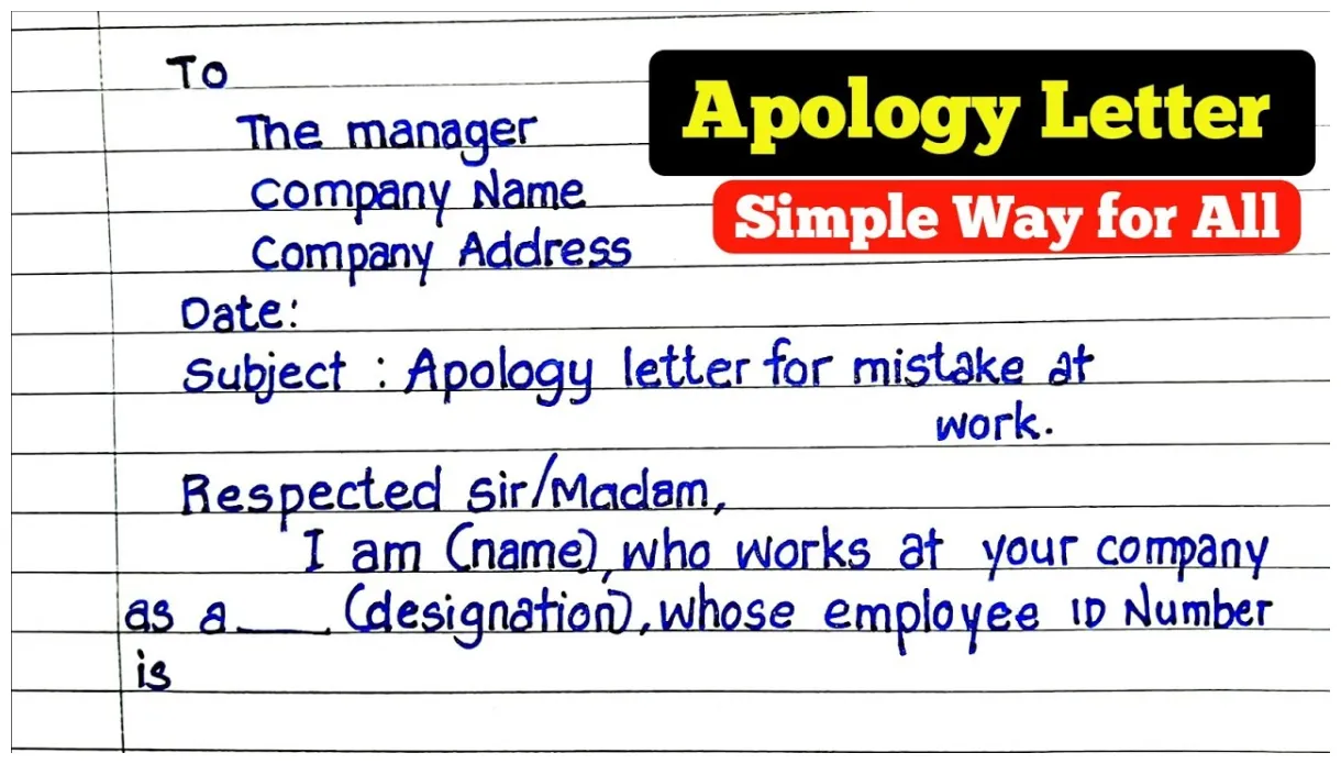 Apology letter for mistake at work apology letter to company how to