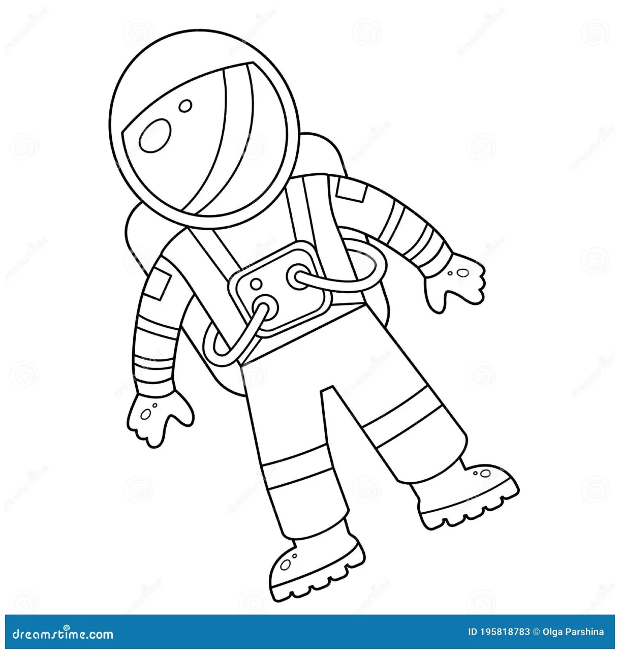 Coloring page outline of a cartoon astronaut in spacesuit. space