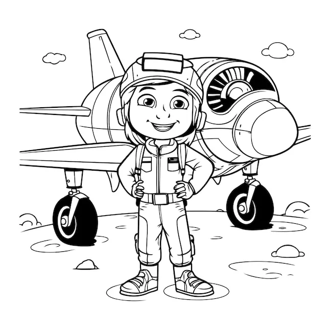 Premium vector coloring book for children a boy in a space suit with